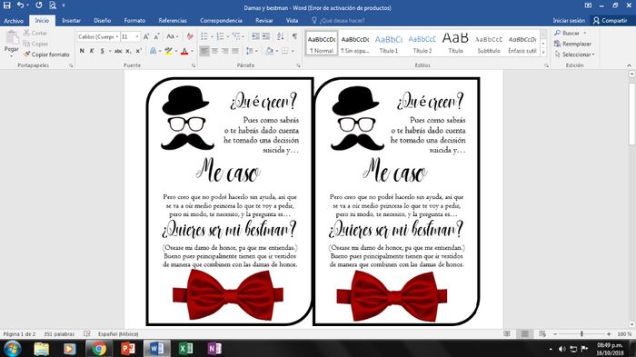 Invitaciones para los Bestmen