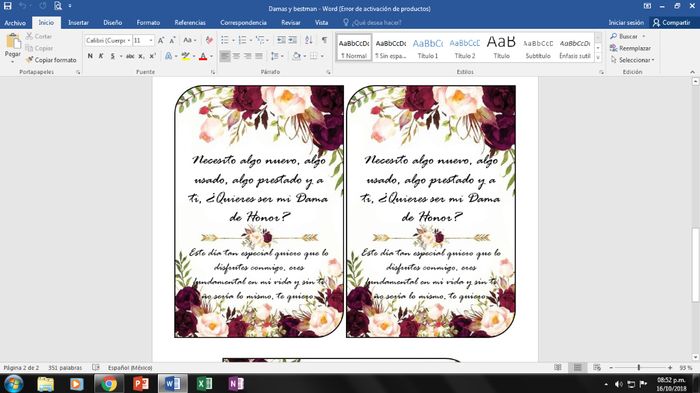 Invitaciones para mis damas