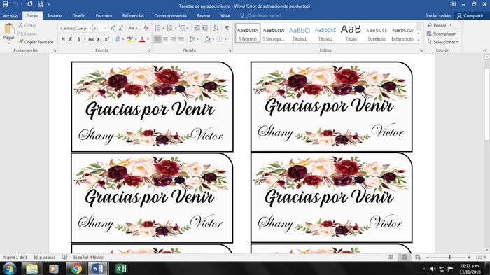tarjetas de agradecimiento