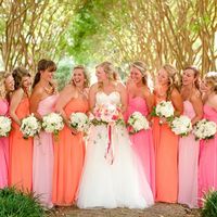 southern-wedding-pink-and-orange-bridesmaids