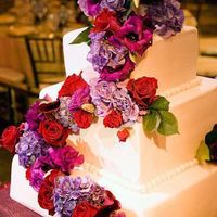 con flores rojas y moradas 