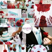 boda rojo y turquesa