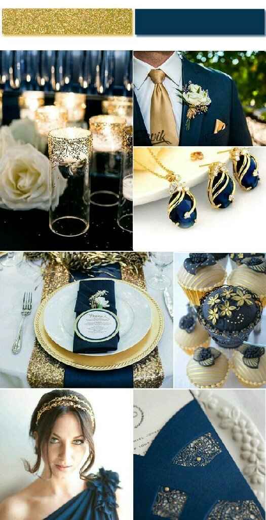 Combinaciones de colores en "azul marino y dorado"," vino y azul marino" y  "vino y plata." - 32