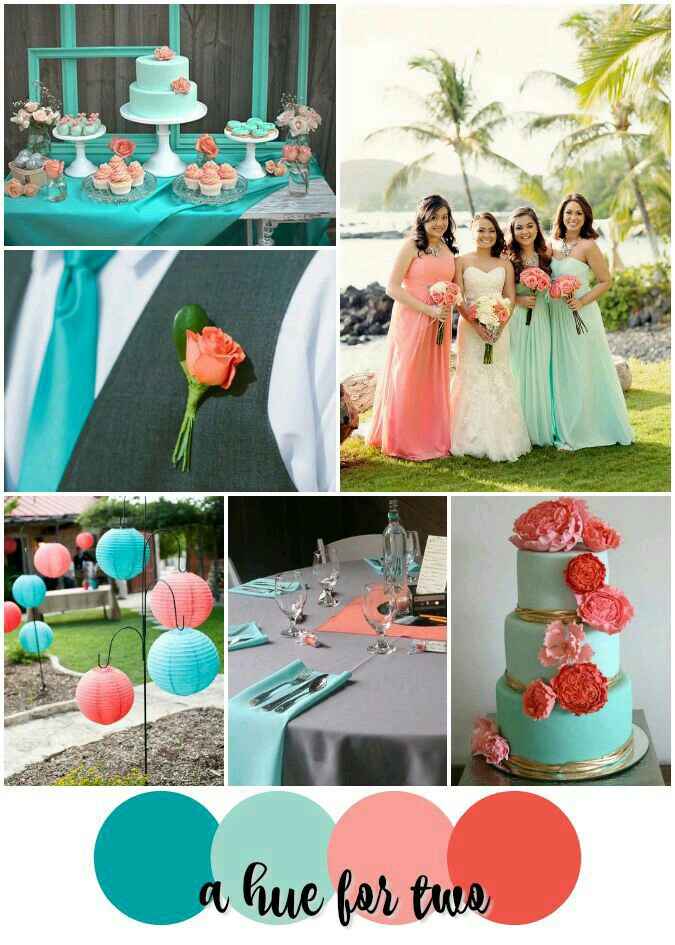 Combinación decolores menta y coral - 25
