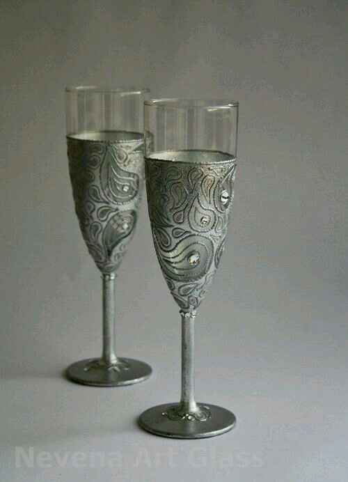 Copas decoradas en gris y plata - 12