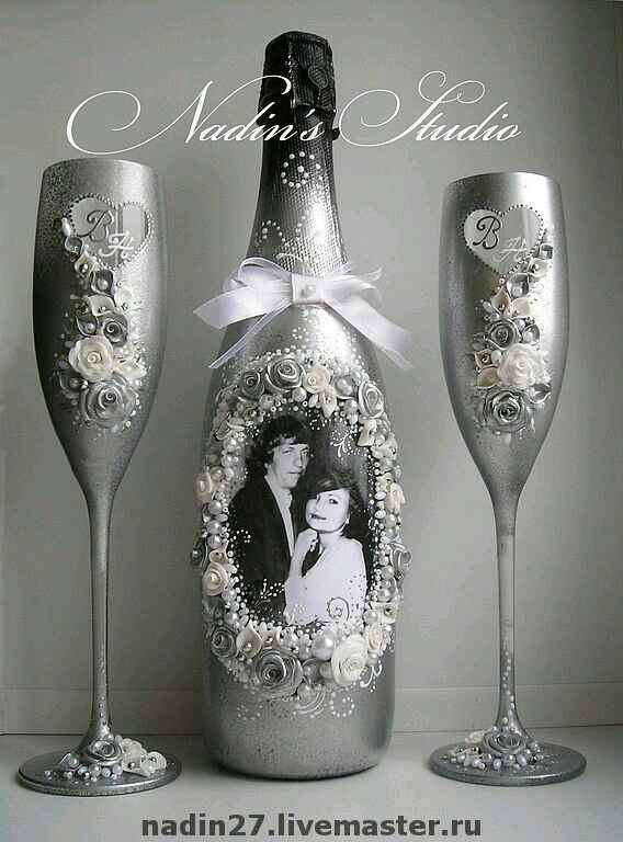 Copas decoradas en gris y plata - 26