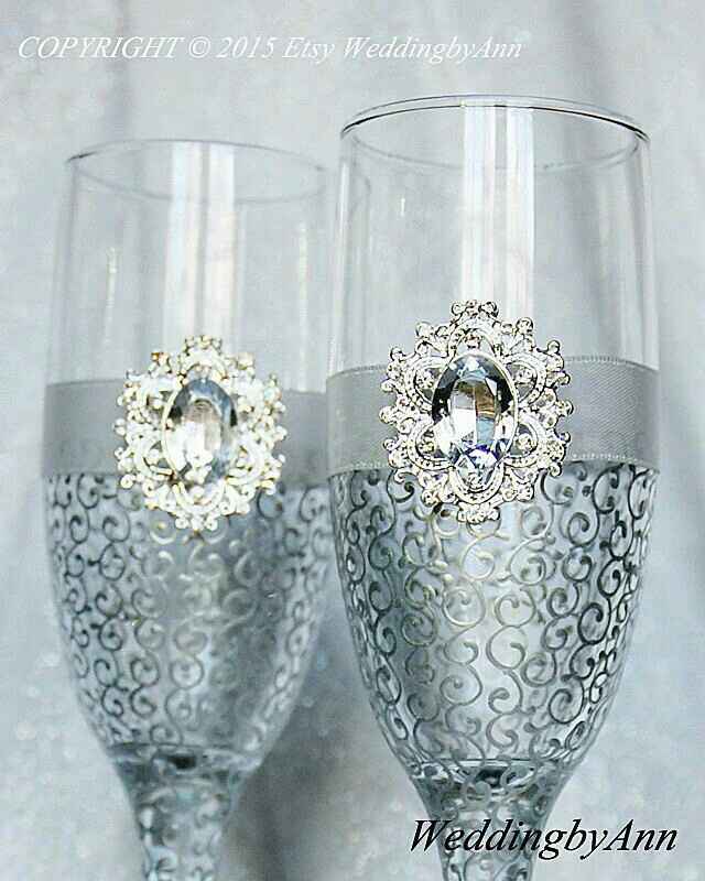 Copas decoradas en gris y plata - 34