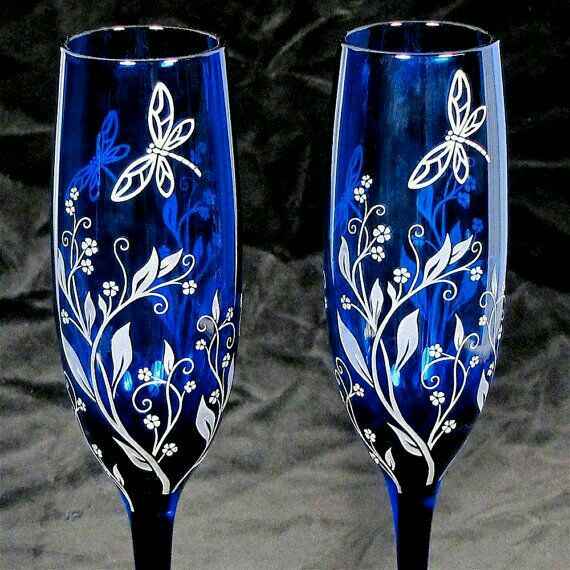Copas decoradas en azul - 48