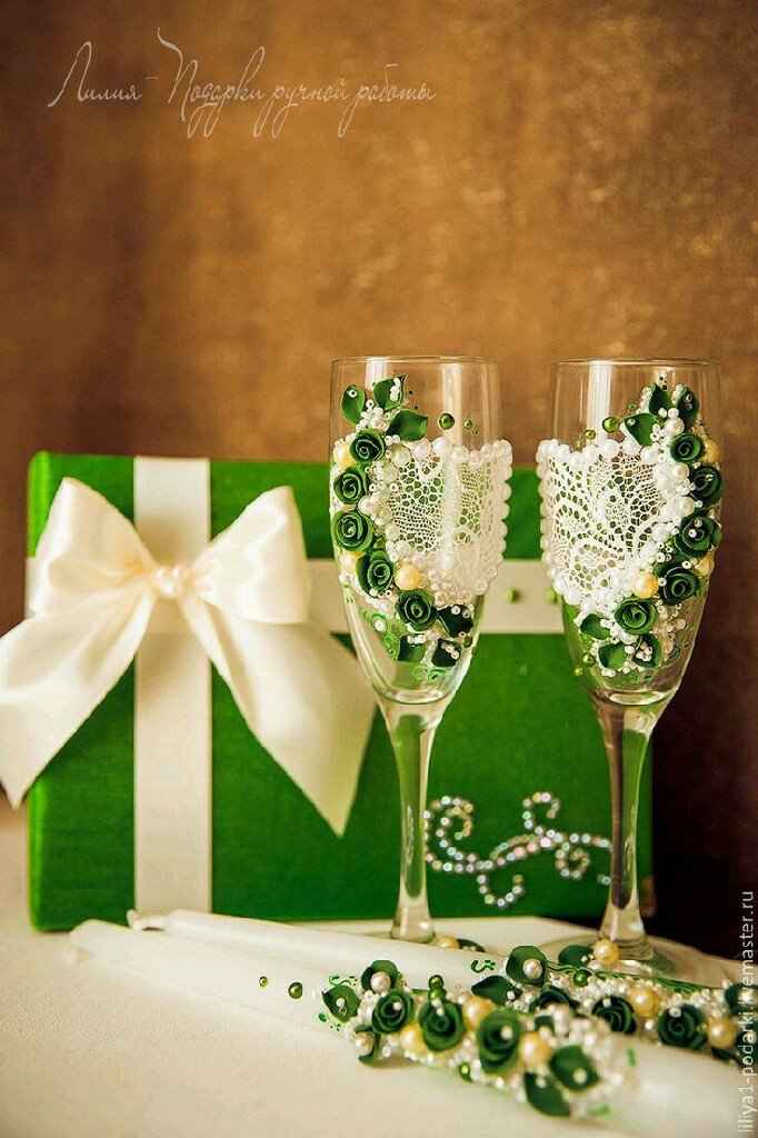 Copas decoradas en verde - 9