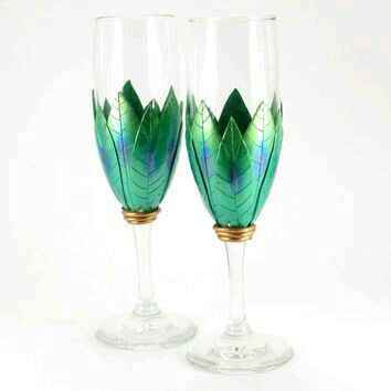 Copas decoradas en verde - 37