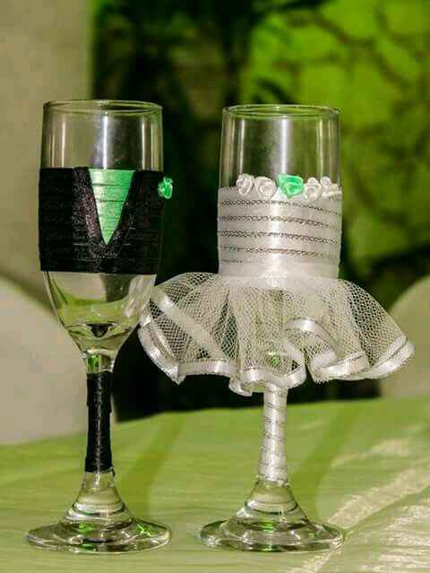 Copas decoradas en verde - 40
