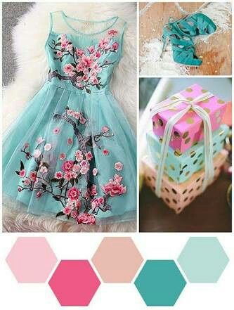 Combinaciones de colores en  azul marino y rosa palo - 1