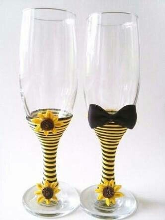 Copas decoradas en amarillo - 2