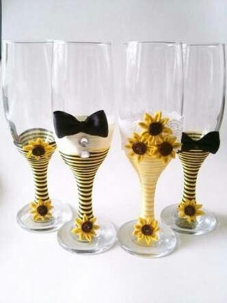 Copas decoradas en amarillo - 3