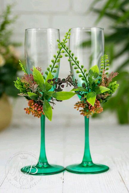 Copas decoradas en verde - 3