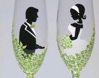 Copas decoradas en verde - 7