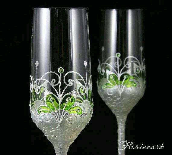 Copas decoradas en verde - 14