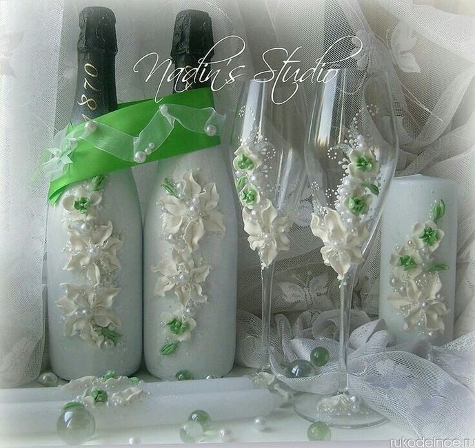 Copas decoradas en verde - 22