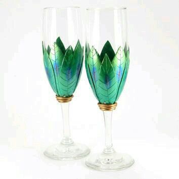 Copas decoradas en verde - 37