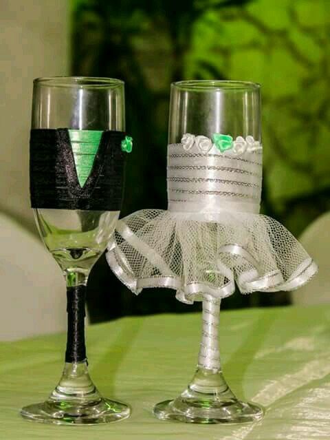 Copas decoradas en verde - 40