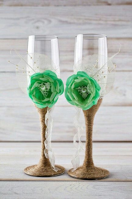 Copas decoradas en verde - 46