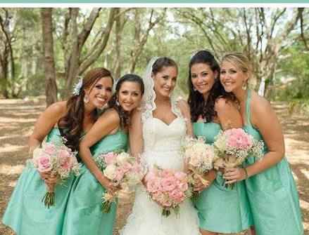 Combinaciones de colores en verde menta  y rosa pastel - 4