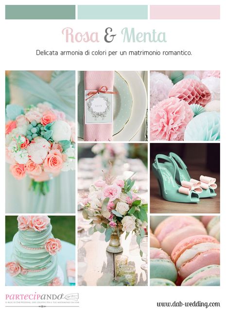 Combinaciones de colores en verde menta  y rosa pastel - 2