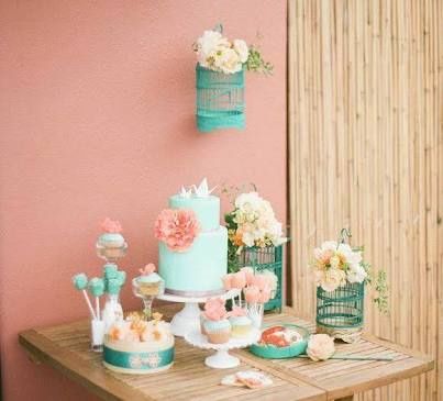 Combinaciones de colores en verde menta  y rosa pastel - 3