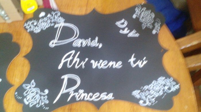 Letrero David ahi viene tu princesa 