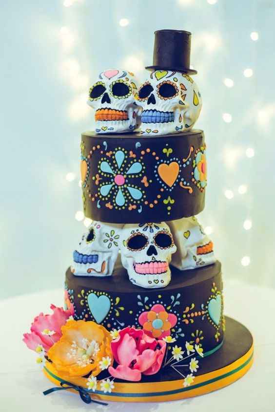 1- Pastel con calaveras