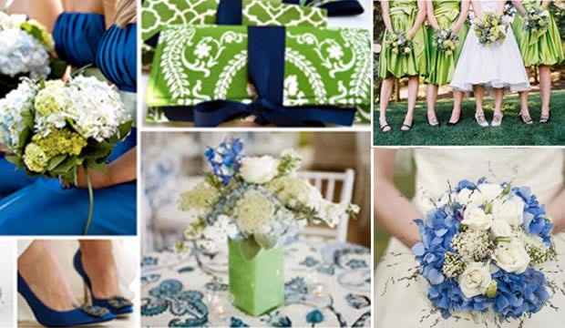 Boda verde con azul