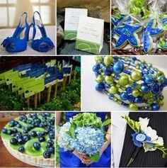 Boda verde con azul