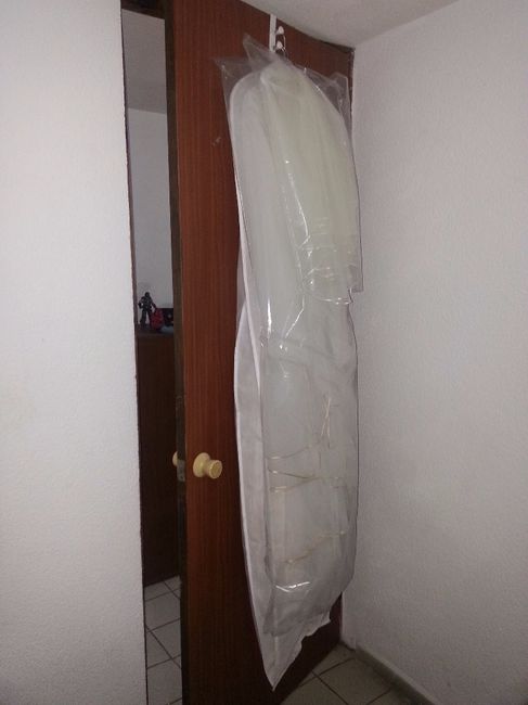 Vestido y velos ya en casa