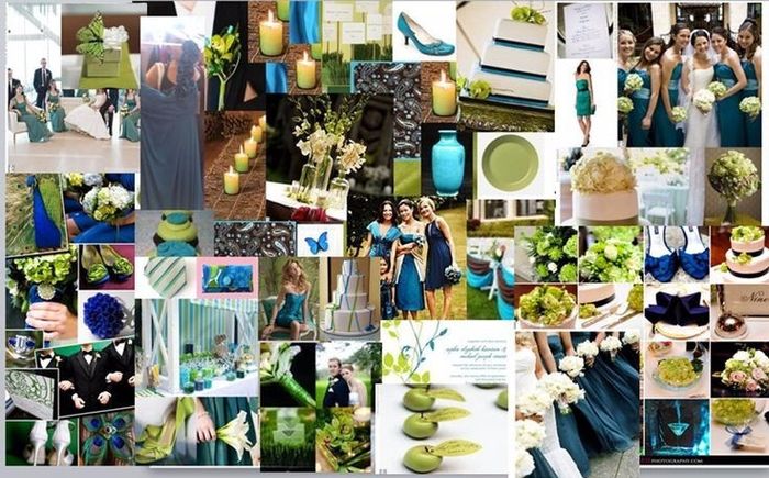 Boda verde con azul