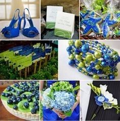 Boda verde con azul