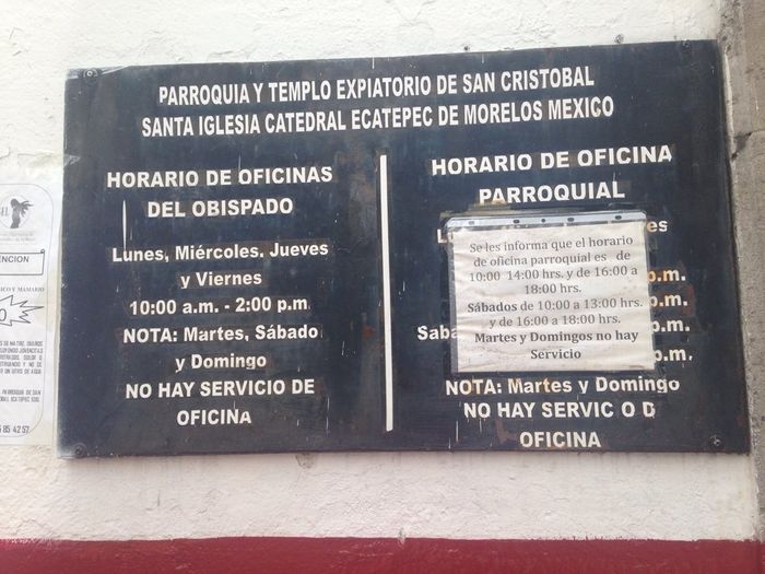 Horario de la oficina catedral de san cristóbal ecatepec - 1