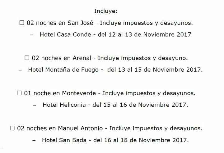 intinerario costa rica