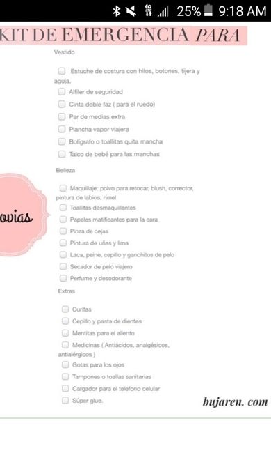 Check list para el día b - 1