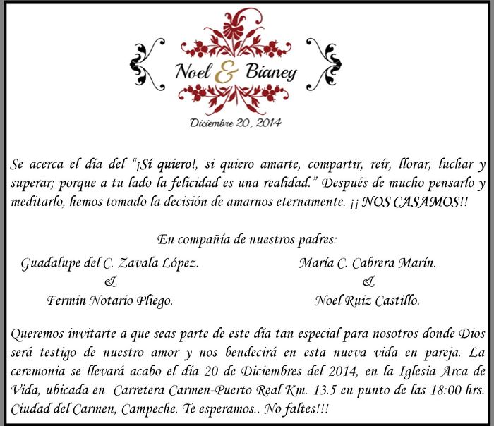 TEXTO DE INVITACION