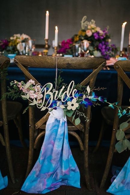 Sillas de novios con toques azules - 8