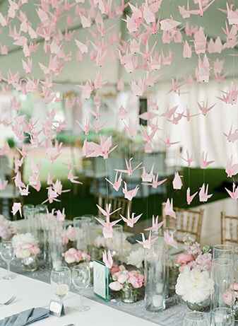 Decoraciones de papel rosa en la boda💗 - 14