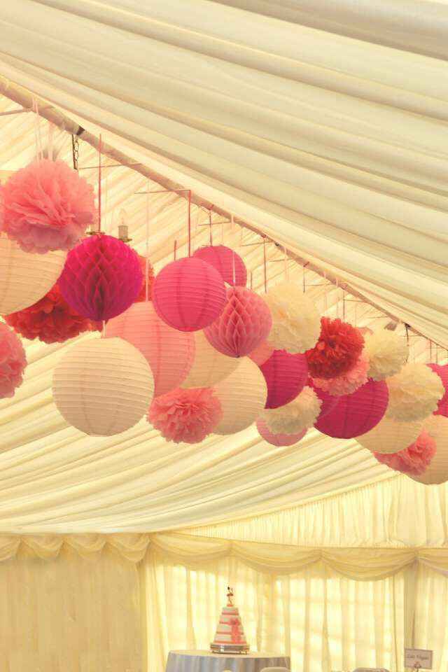 Decoraciones de papel rosa en la boda💗 - 18