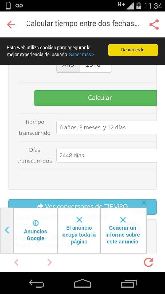 ¿Cuántos días llevan juntos? "Calculadora de tiempo entre dos fechas". - 1