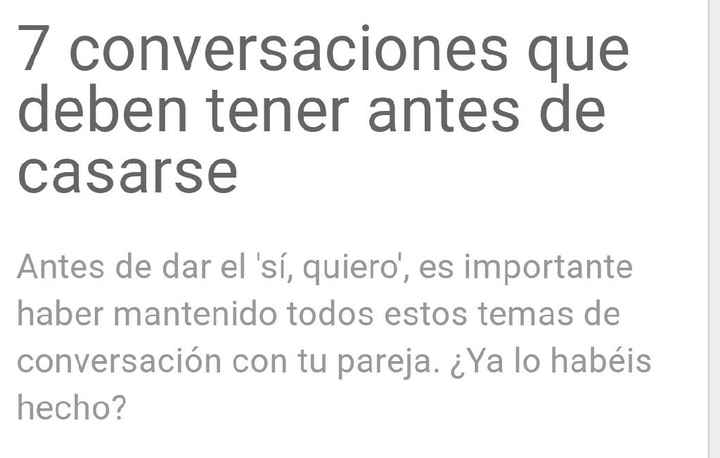 Conversaciones que uno debe de tener antes de casarse.. - 1