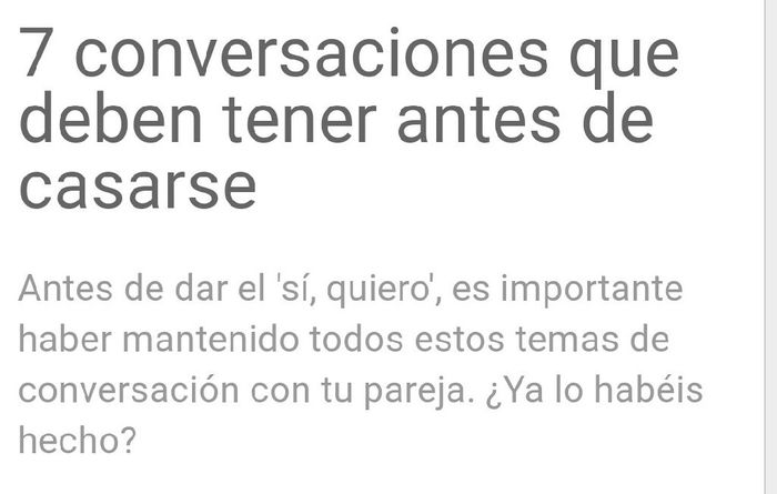 Conversaciones que uno debe de tener antes de casarse.. - 1