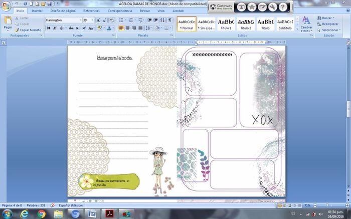 Agenda para Damas de Honor.