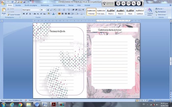 Agenda para Damas de Honor.