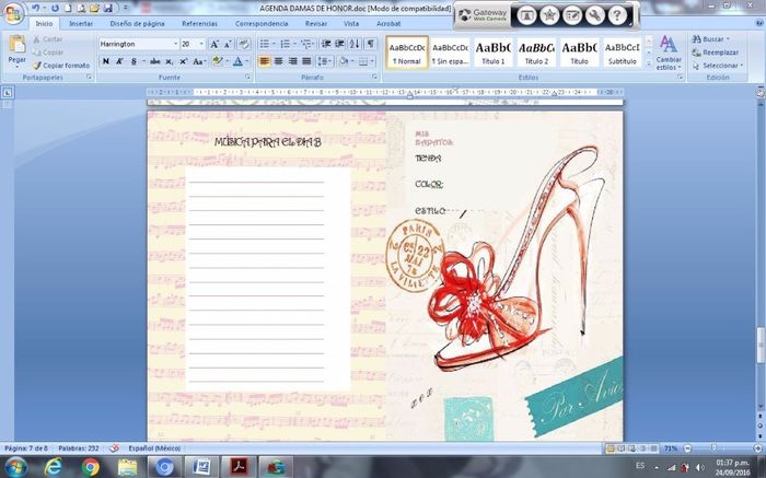 Agenda para Damas de Honor.