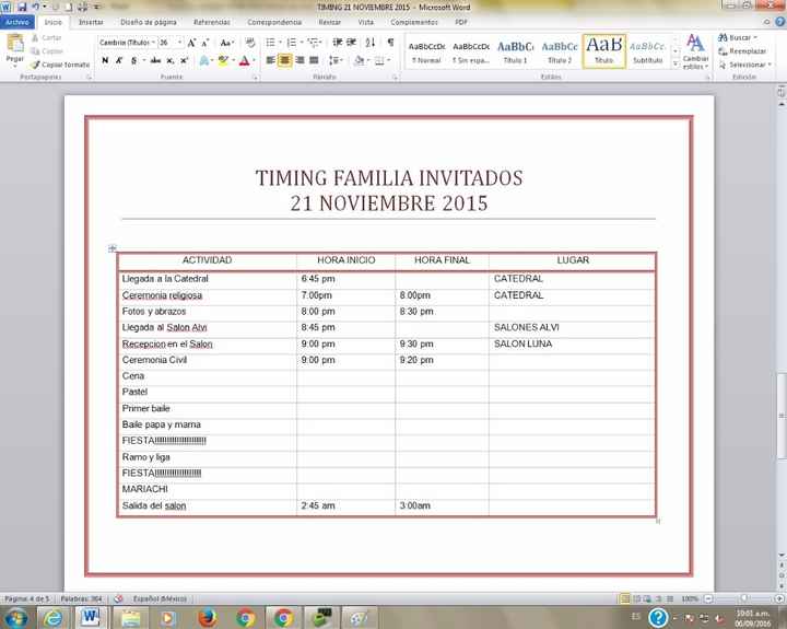 timing ceremonias y fiesta :P