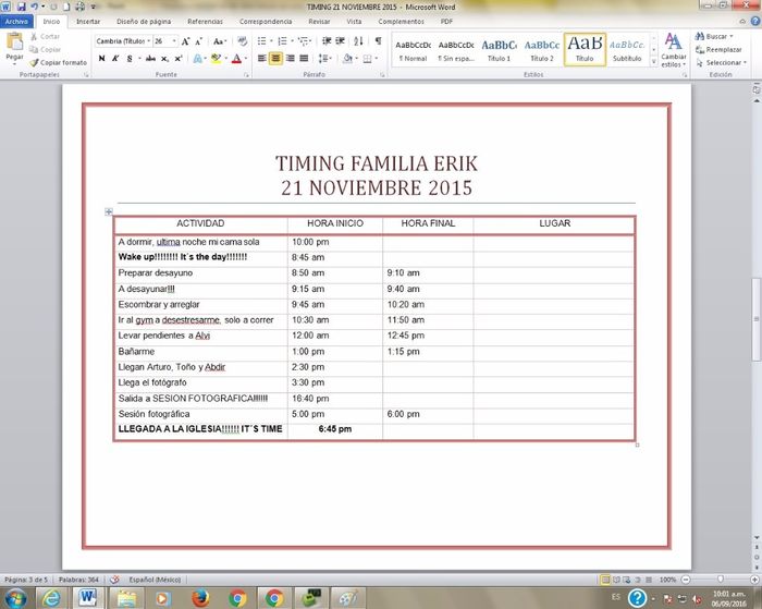 timing de mi esposo jajajaja hasta a el le toco